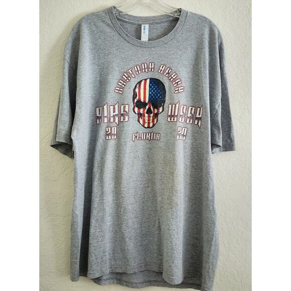 T-SHIRT-DAYTONA BEACH BIKE WEEK 2020-Flag Skull-Gray-MEN'S XL - Picture 3 of 12